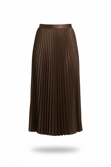 Jupe Plissée Midi Simili Cuir