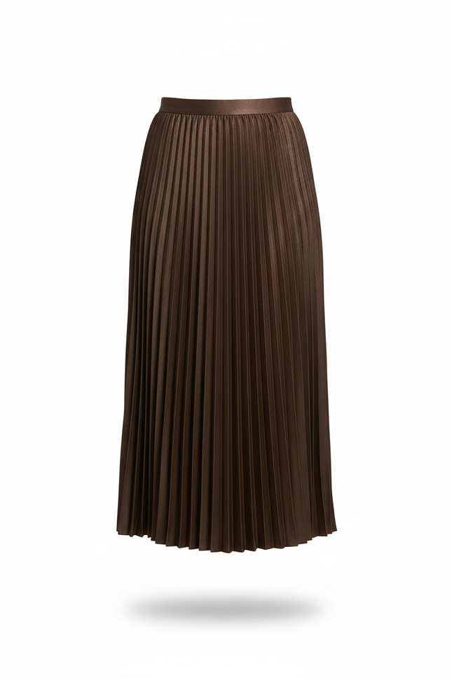 Jupe Plissée Midi Simili Cuir