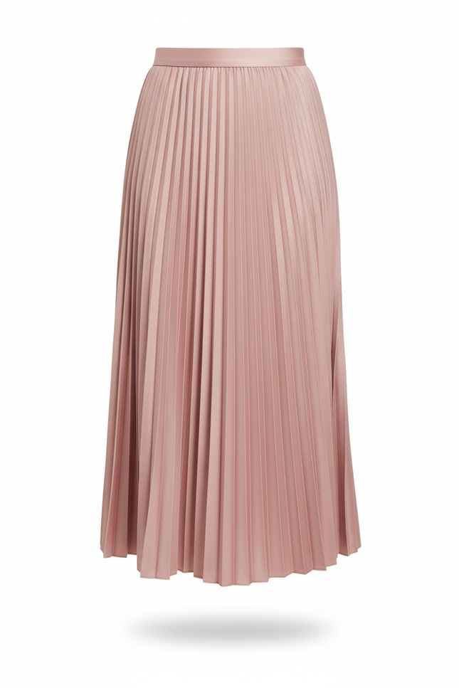 Jupe Midi Plissée Rose