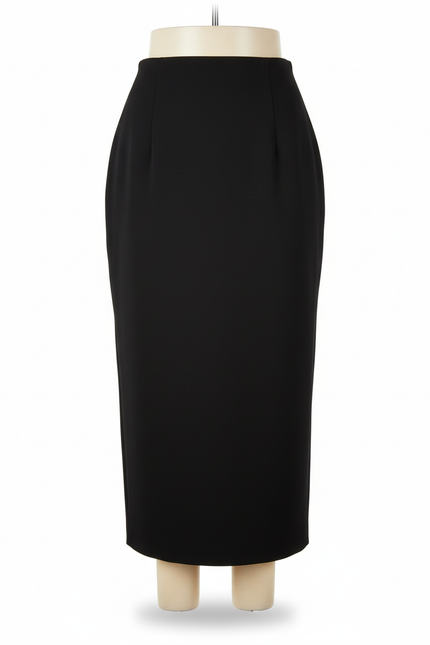 Jupe Midi Noire Taille Haute Élégante structurée