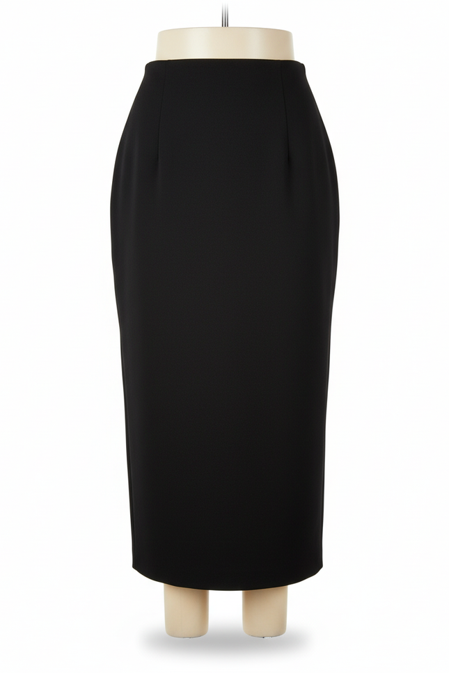 Jupe Midi Noire Taille Haute Élégante structurée