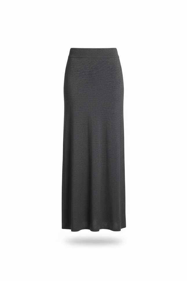 Jupe Midi Gris Anthracite Maille Élégante