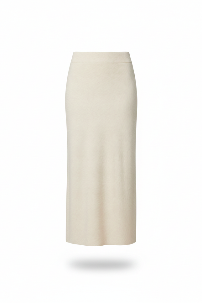Jupe Midi Maille Crème Élégante