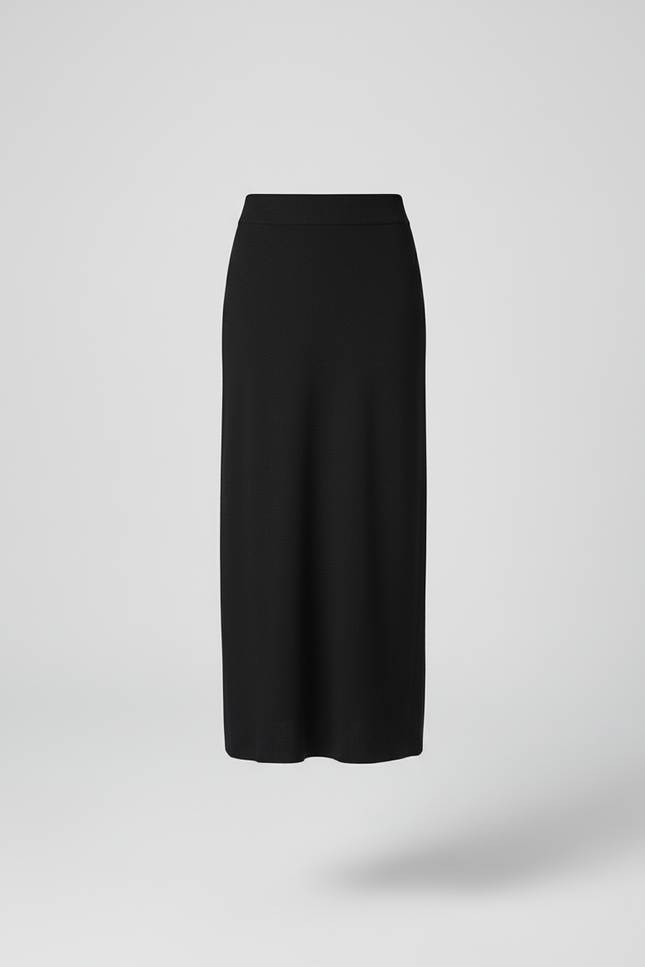Jupe Midi Noire Maille Chic