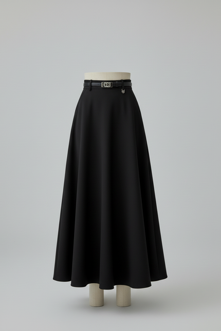 Jupe Midi Noire Trapèze Chic