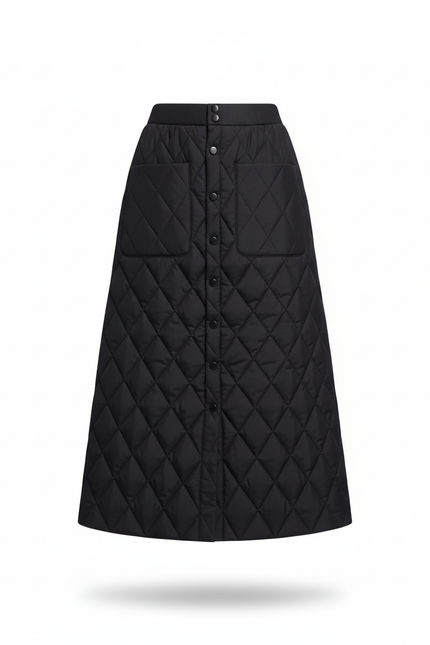 Jupe Midi Noire Matelassée Chic cosy