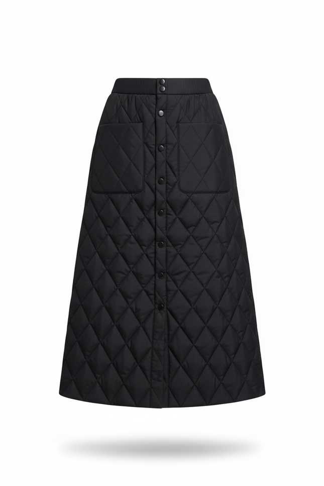 Jupe Midi Noire Matelassée Chic cosy
