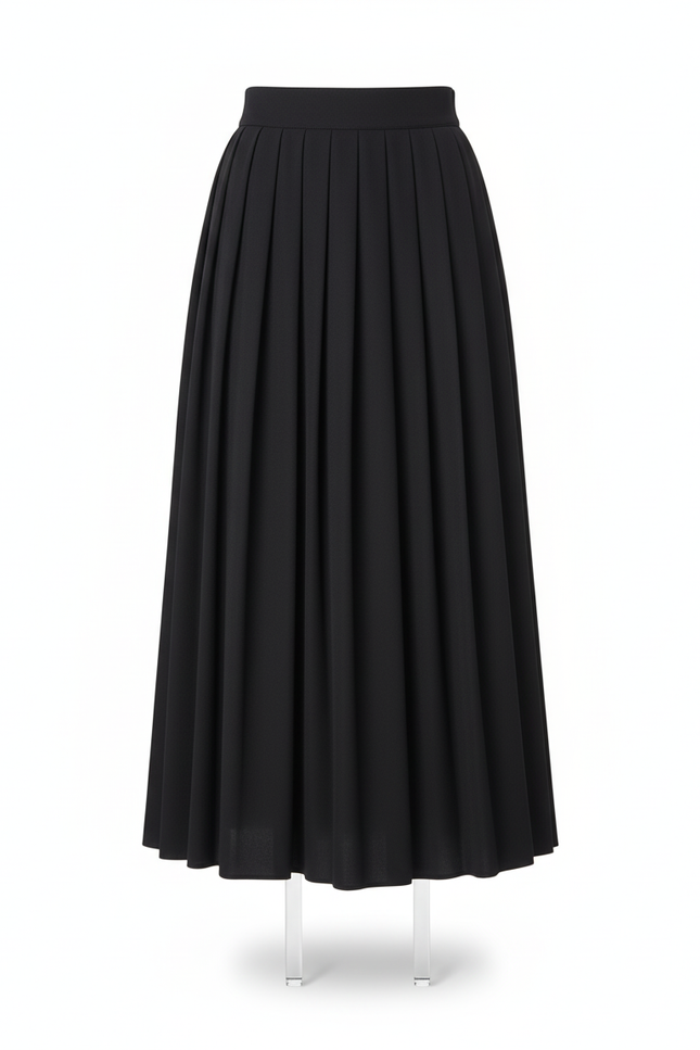 Jupe Midi Noire Plissée Élégante classique