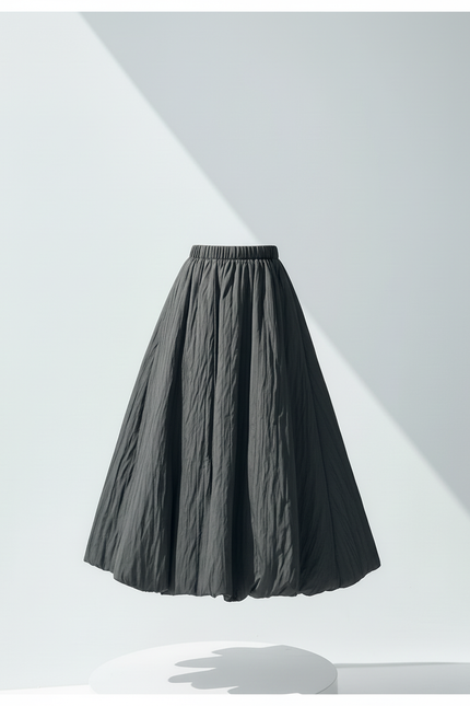 Jupe Midi Bouffante Gris Anthracite Chic