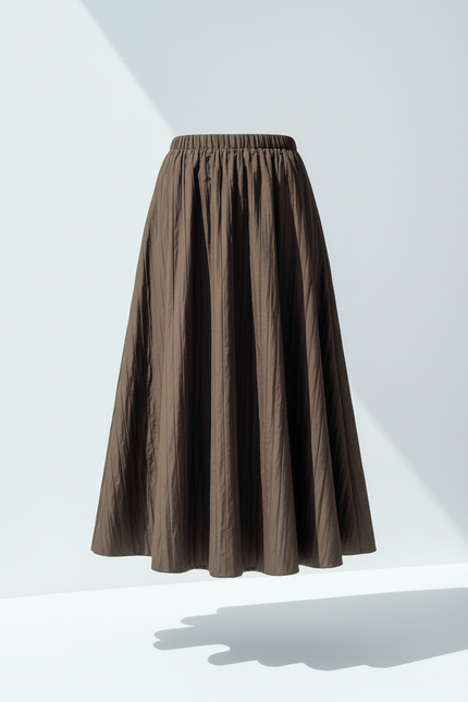 Jupe Midi Marron Texturée Chic