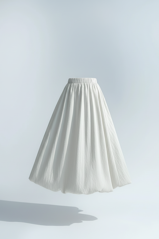 Jupe Midi Écru A-Line Fluide