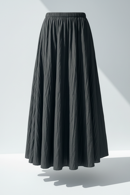 Jupe Midi Anthracite Froissée Chic