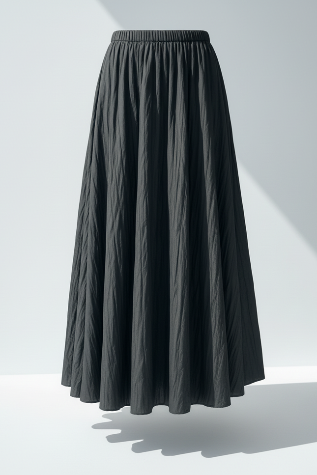 Jupe Midi Anthracite Froissée Chic