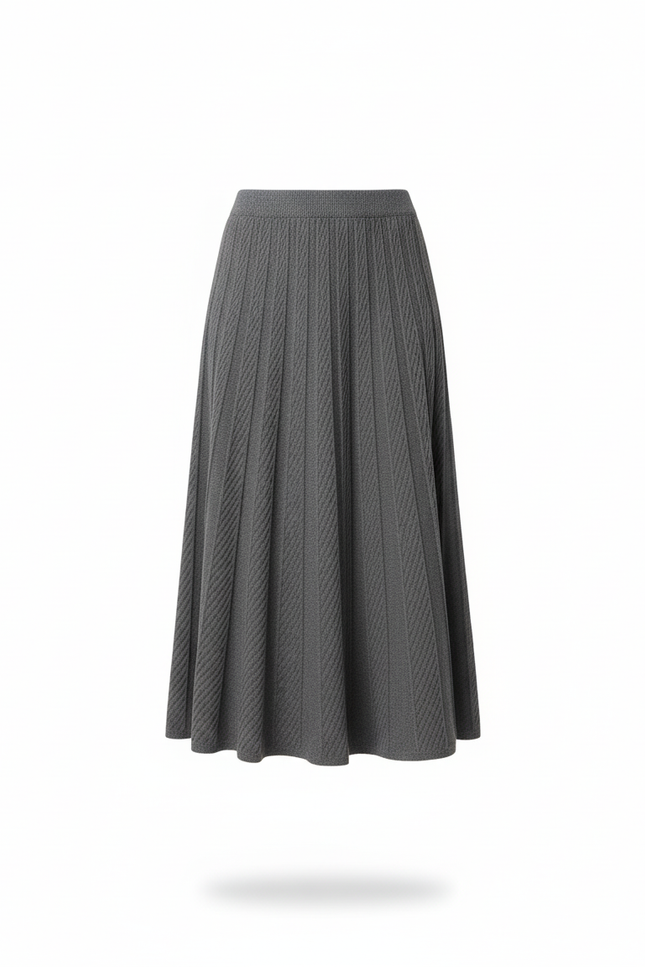 Jupe Midi Grise Plissée Élégante