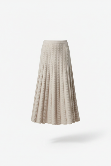 Jupe Midi Tricotée Plissée Élégante chaude