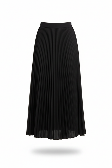Jupe Midi Plissée Noire Élégante