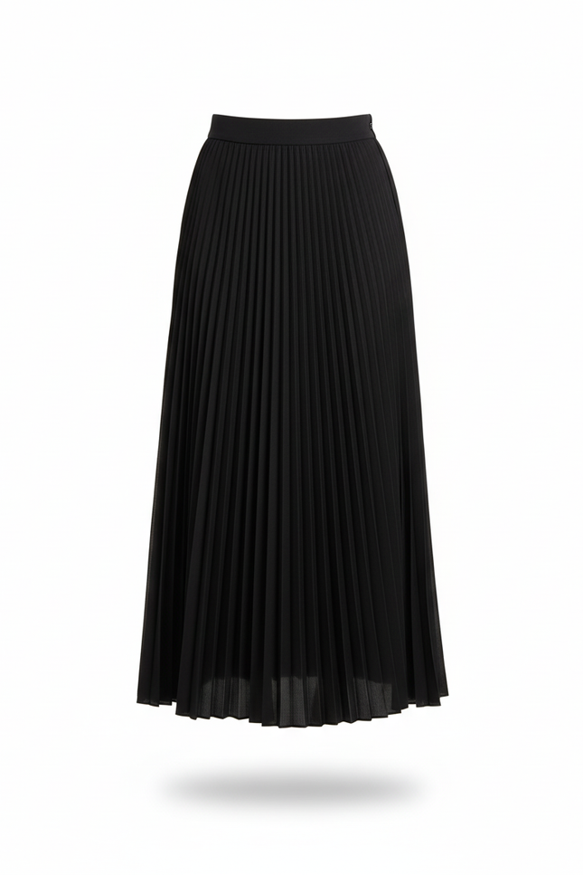 Jupe Midi Plissée Noire Élégante