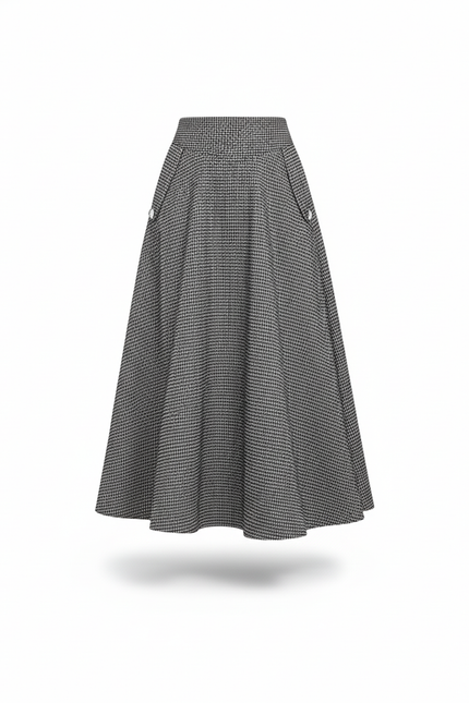 Jupe Midi Pied De Poule