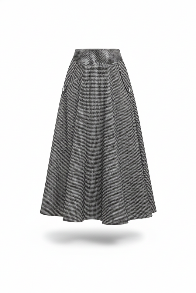 Jupe Midi Pied De Poule