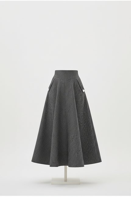 Jupe Midi Pied-De-Poule Grise Élégante