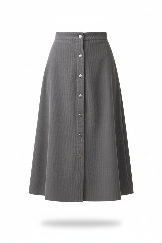 Jupe Midi Velours Cotelé