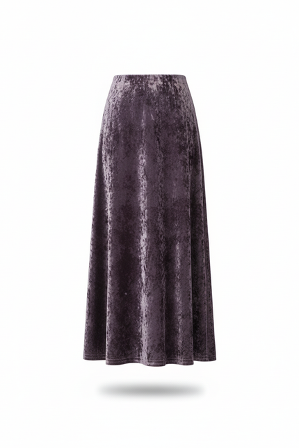 Jupe Midi Velours Violette Élégante