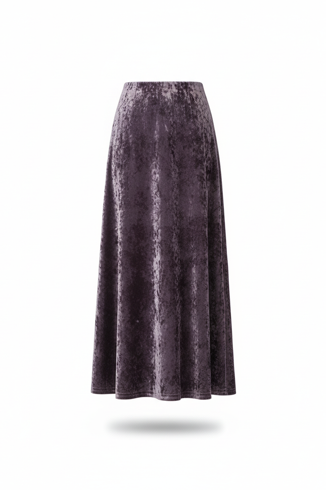 Jupe Midi Velours Violette Élégante
