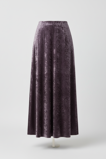 Jupe Midi Velours Violet Élégante