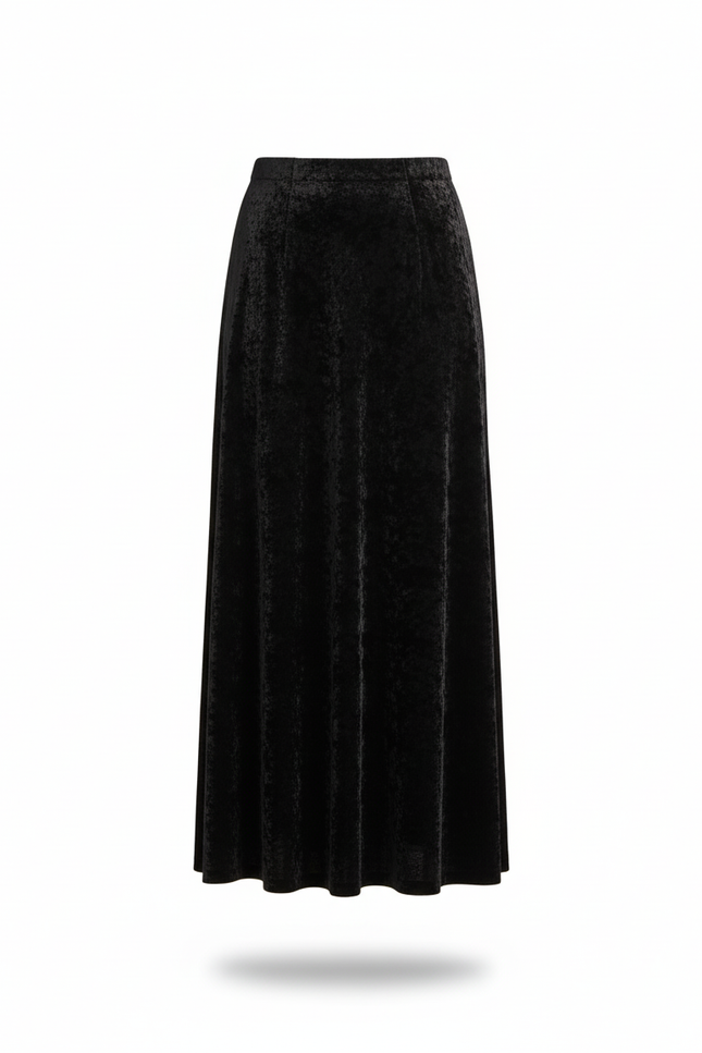 Jupe Midi Noire Velours Élégante