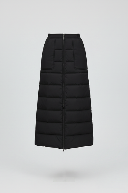 Jupe Midi Noire Matelassée Chic sophistiquée