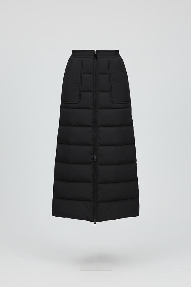 Jupe Midi Noire Matelassée Chic sophistiquée