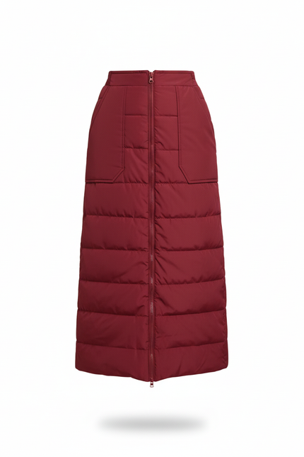 Jupe Midi Matelassée Bordeaux Chic
