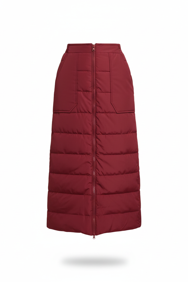 Jupe Midi Matelassée Bordeaux Chic