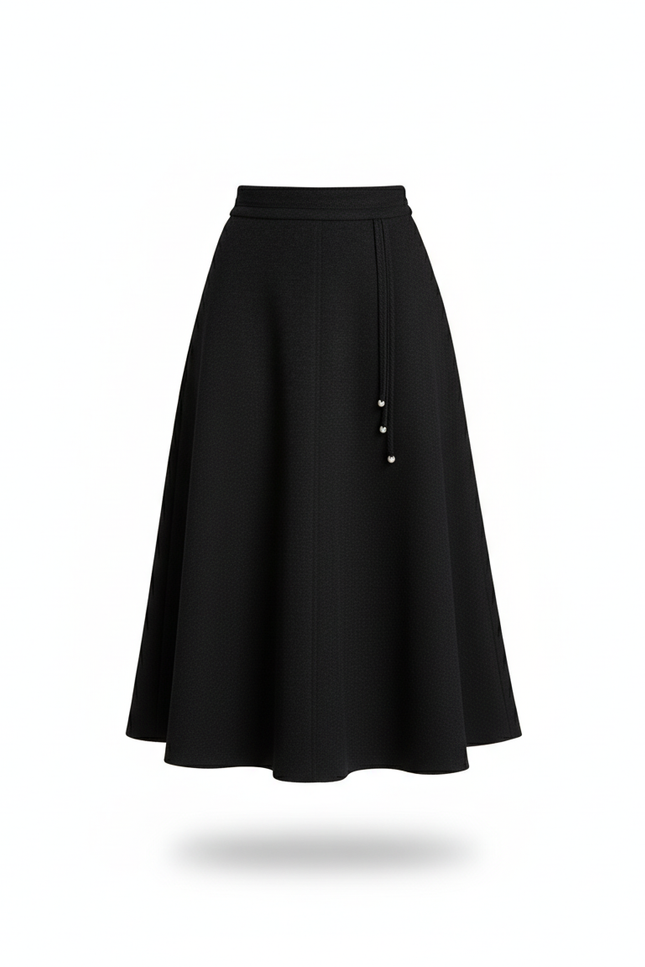 Jupe Midi Noire Laine Plissée