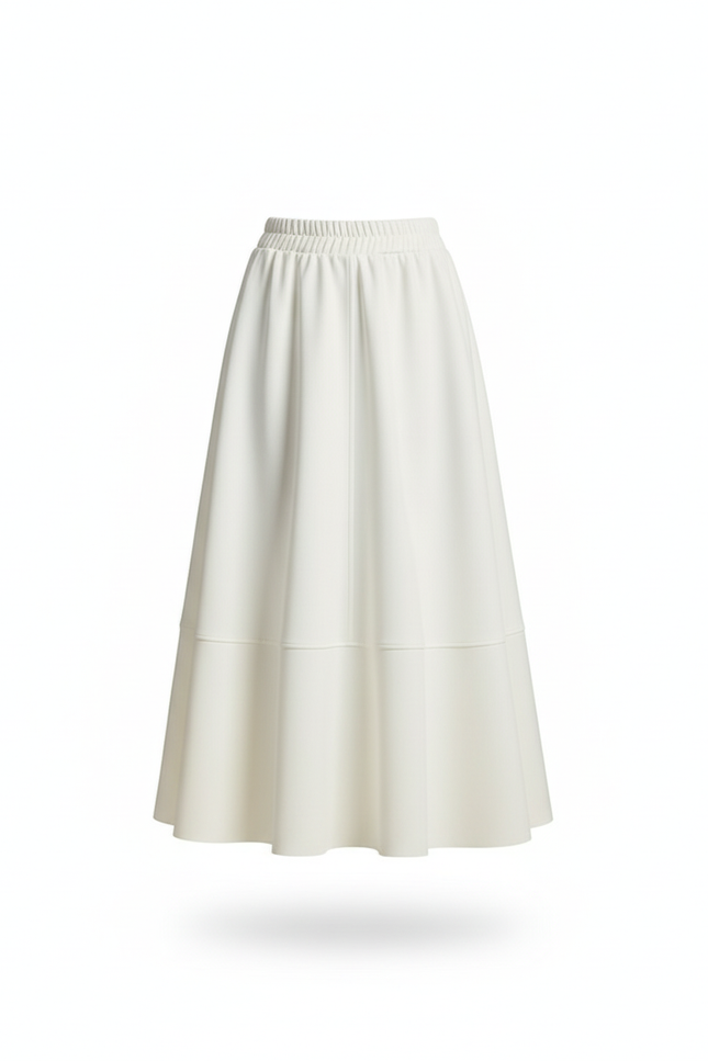 Jupe Midi Crème Coupe Évasée Élégante