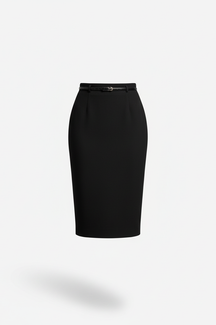 Jupe Midi Noire Ajustée Élégante
