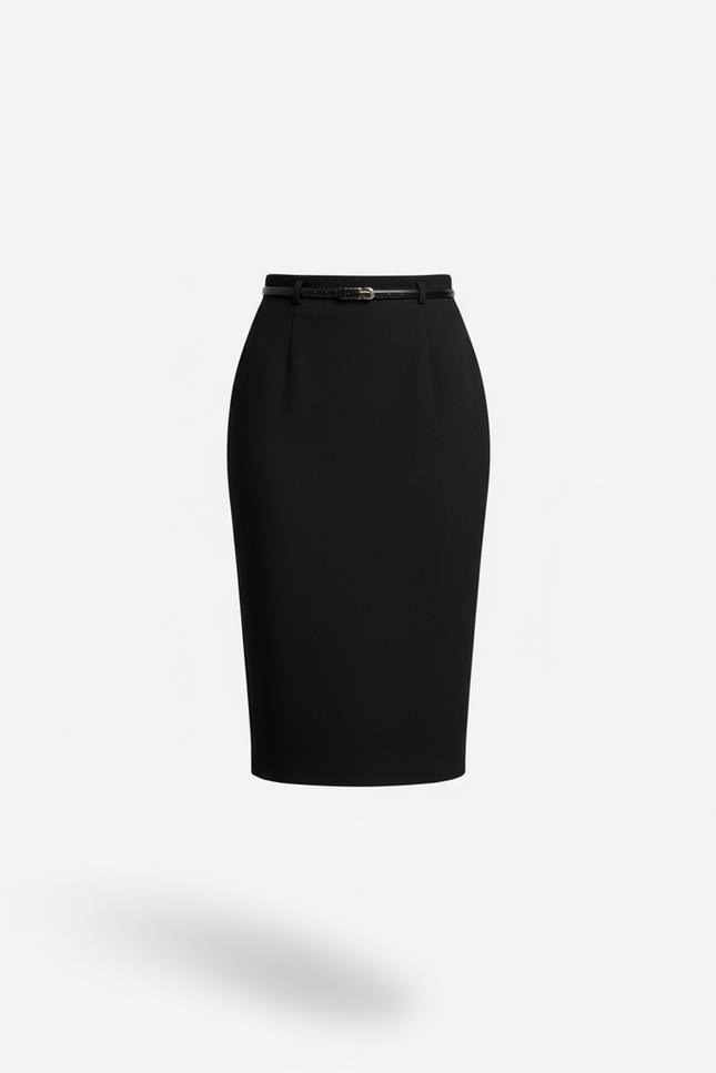 Jupe Midi Noire Ajustée Élégante