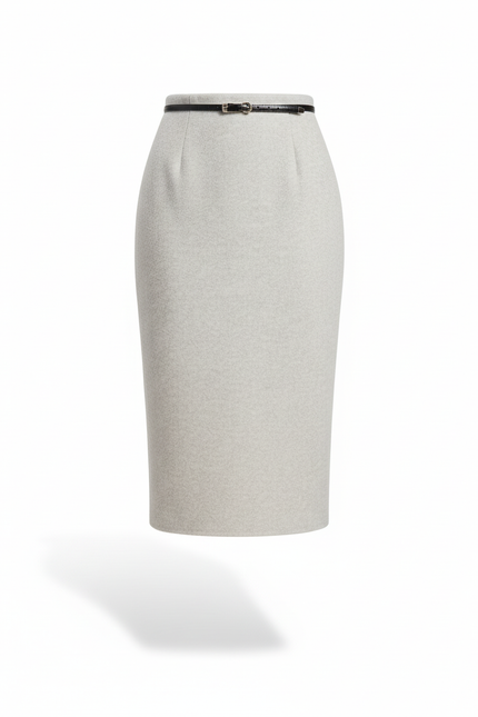 Jupe Midi Grise Maille Élégante