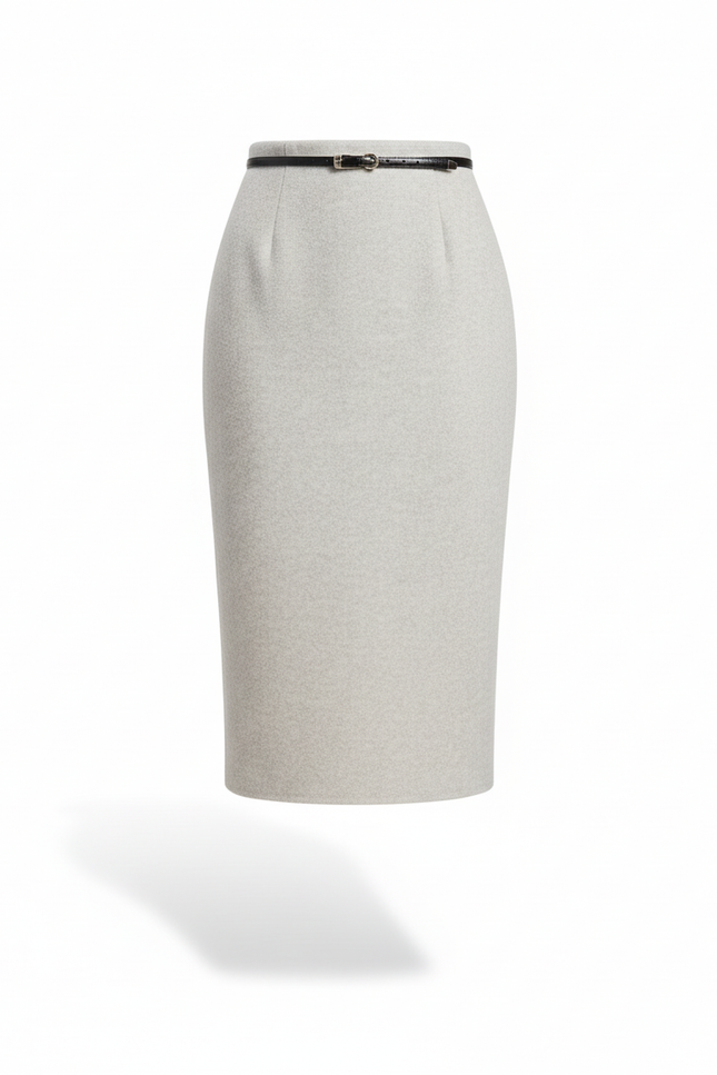 Jupe Midi Grise Maille Élégante