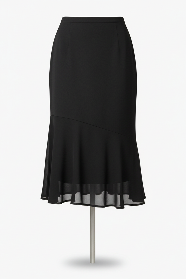 Jupe Midi Noire Mesh Élégante