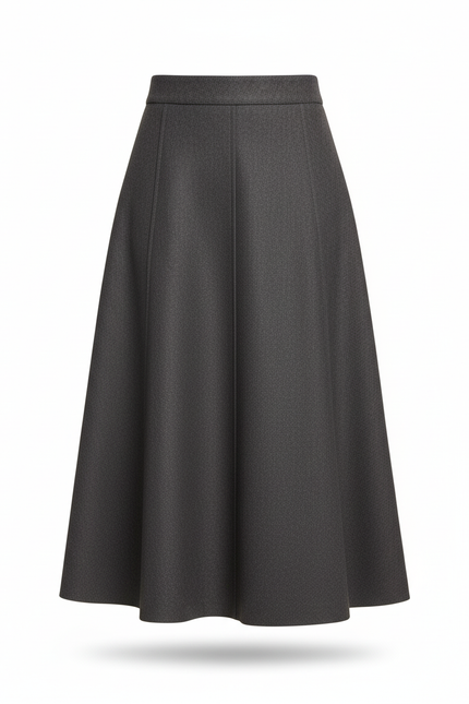 Jupe Midi Gris Foncé Évasée Chic