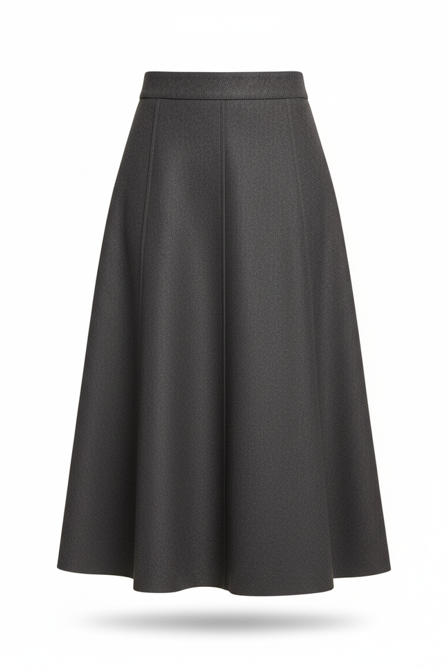 Jupe Midi Gris Foncé Évasée Chic