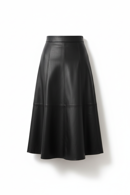 Jupe Midi Noire Simili Cuir Chic