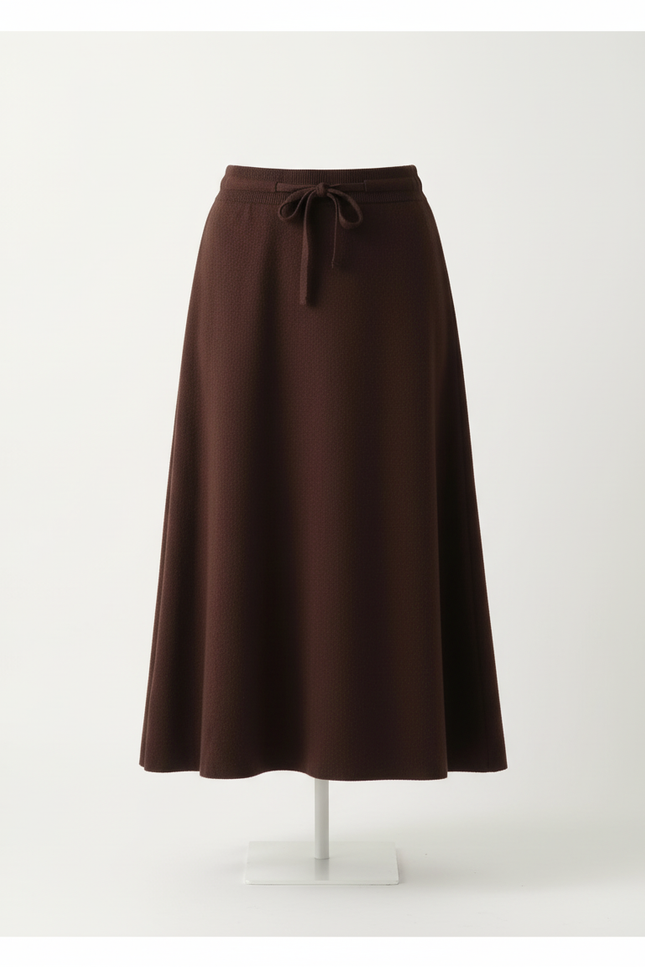 Jupe Midi Marron Laine Chic