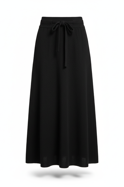 Jupe Midi Noire Maille Chic minimaliste