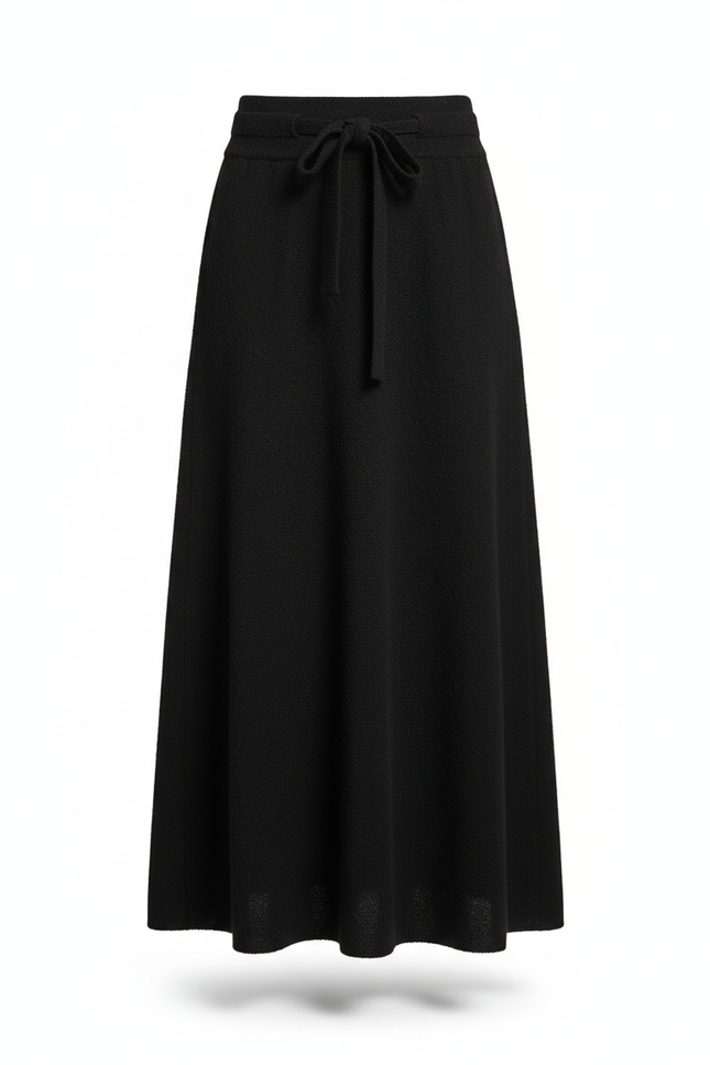 Jupe Midi Noire Maille Chic minimaliste