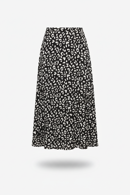 Jupe Midi Imprimée Léopard Fluide