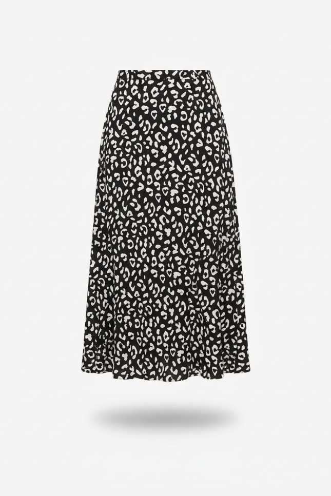 Jupe Midi Imprimée Léopard Fluide
