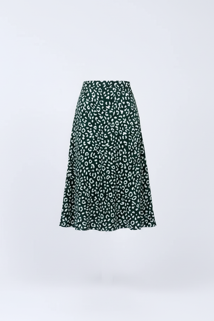 Jupe Midi Léopard Verte Élégante