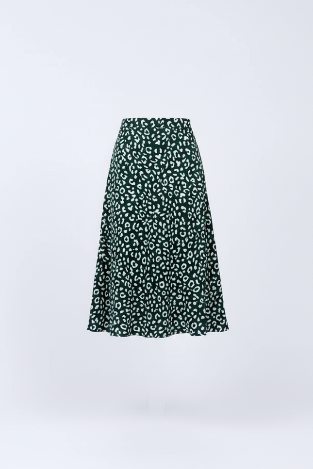 Jupe Midi Léopard Verte Élégante